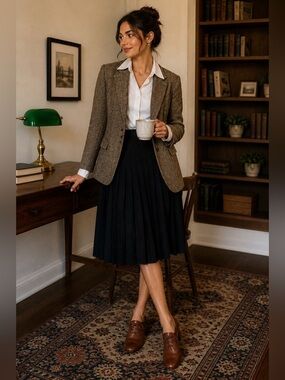 Naturalizer Brown Leather Lace Up Heeled Oxfords Pumps Size 8 Narrow